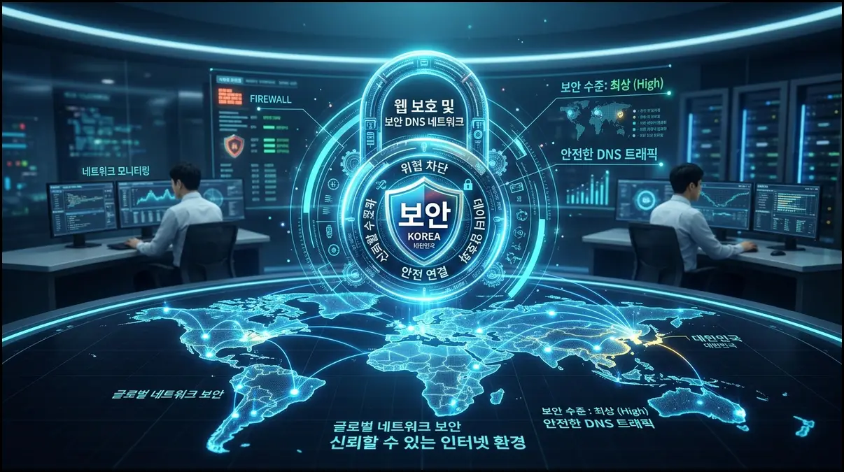 안전한 네트워크 보안 및 DNS 설정 개념도