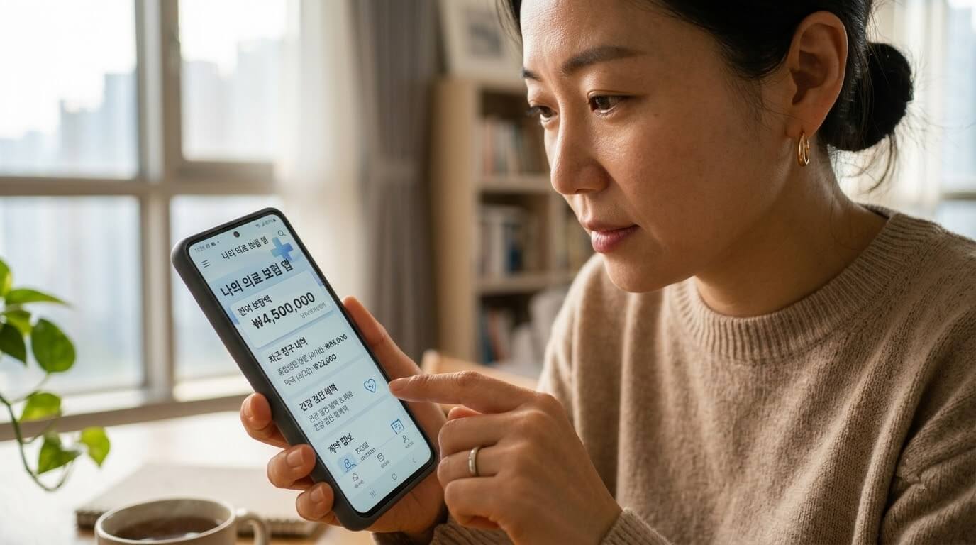 2026 건강보험 산정특례 3 스마트폰 앱을 통해 건강보험 산정특례 신청 내역을 확인하는 모습