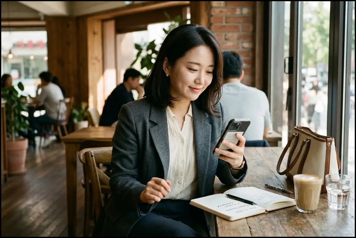 월세 아끼려 청년 전세대출 신청 방법 알아봤더니, 진작 안 한 걸 후회합니다 2 스마트폰으로 청년 버팀목 전세자금 대출 조건을 꼼꼼히 확인하며 안도하는 20대 한국인 여성
